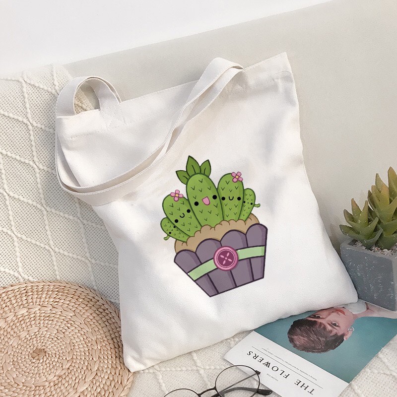 TÚI TOTE VẢI BỐ ĐEO VAI CANVAS CHẬU XƯƠNG RỒNG