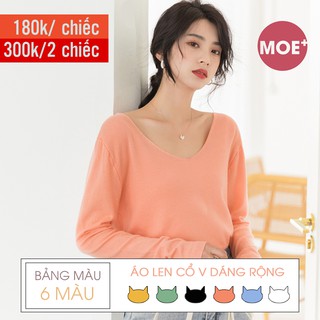 Áo len mỏng cổ v dáng rộng