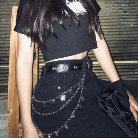 SmileFairyCC【COD &amp; Hàng Có Sẵn】Túi Đeo Hông Bằng Da Pu Phối Dây Xích Kim Loại Tua Rua Hình Bướm Phong Cách Punk Hip Hop
