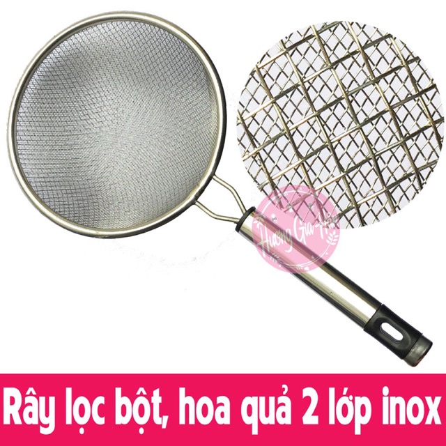 Ray lọc bột - Lọc hạt chanh, cam 2 lớp inox nhiều kích cỡ