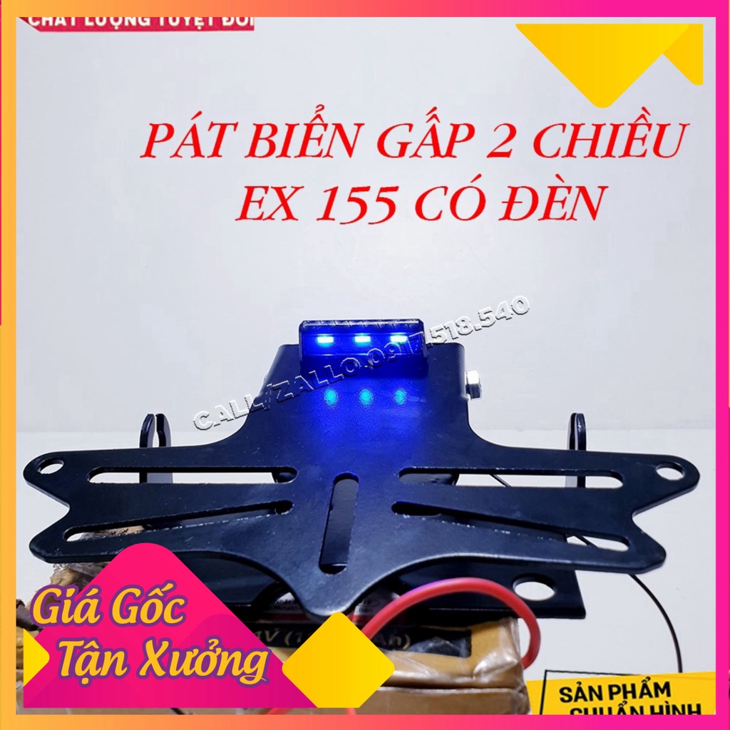 Pát Biển Số Exciter 155 VVA Gập 2 Chiều Có Đèn Soi Biển Số (Ảnh Sp thật)