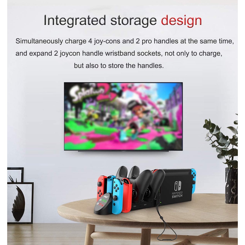 iPega PG 9187 đế sạc đa năng cho máy Nintendo Switch 6in1 có đèn báo led, sạc joycon, tay cầm pro