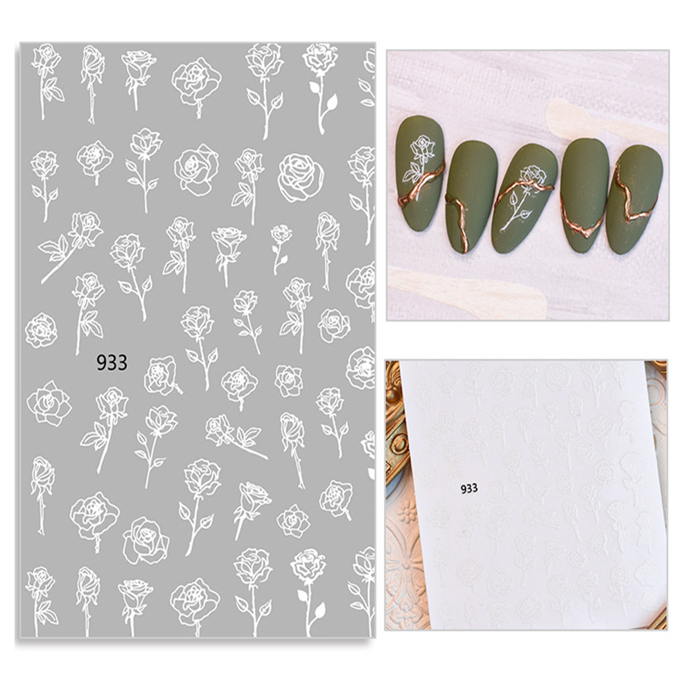 [Hàng mới về] Hình Dán Móng Tay 3D Trang Trí Nghệ Thuật Họa Tiết Hoa Hồng Đen Đơn Giản Cho Nữ