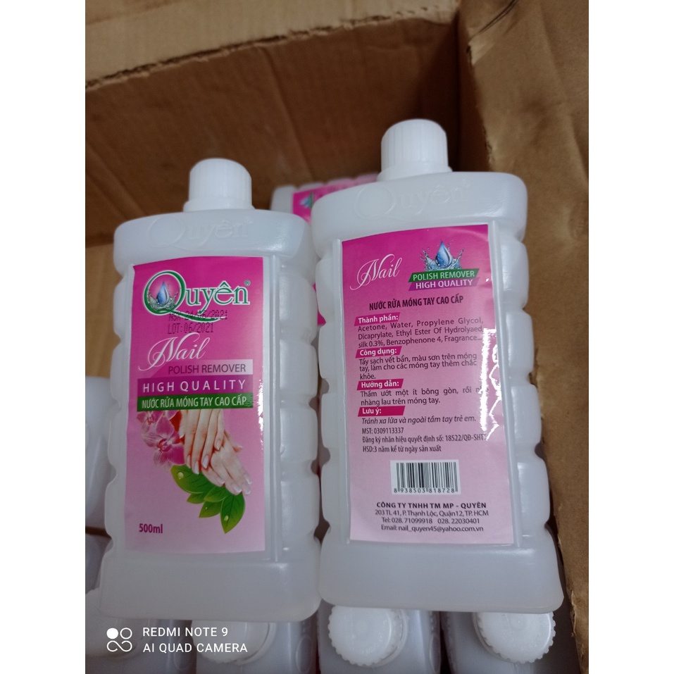 Nước rửa móng quyên , axetol, acetol 500ml