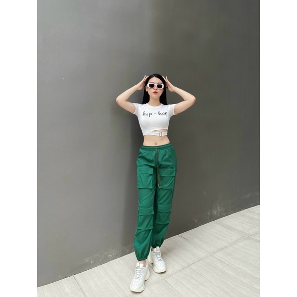 Bộ đồ áo croptop quần jogger túi hộp siêu cá tính tập gym, aerobic, dance