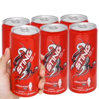 6 lon nước tăng lực Sting hương dâu 330ml hsd : nhập liên tục