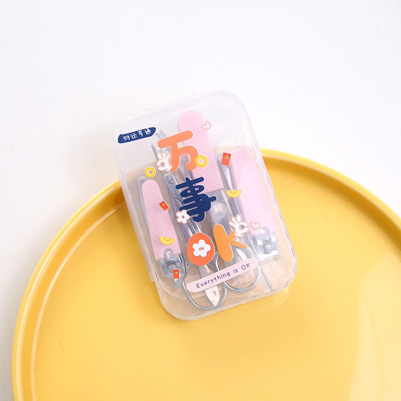 Bộ Kiềm Cắt Móng Tay 7 Món Bằng Thép Không Gỉ Có Hộp Họa Tiết Hoạt Hình Độc Đáo