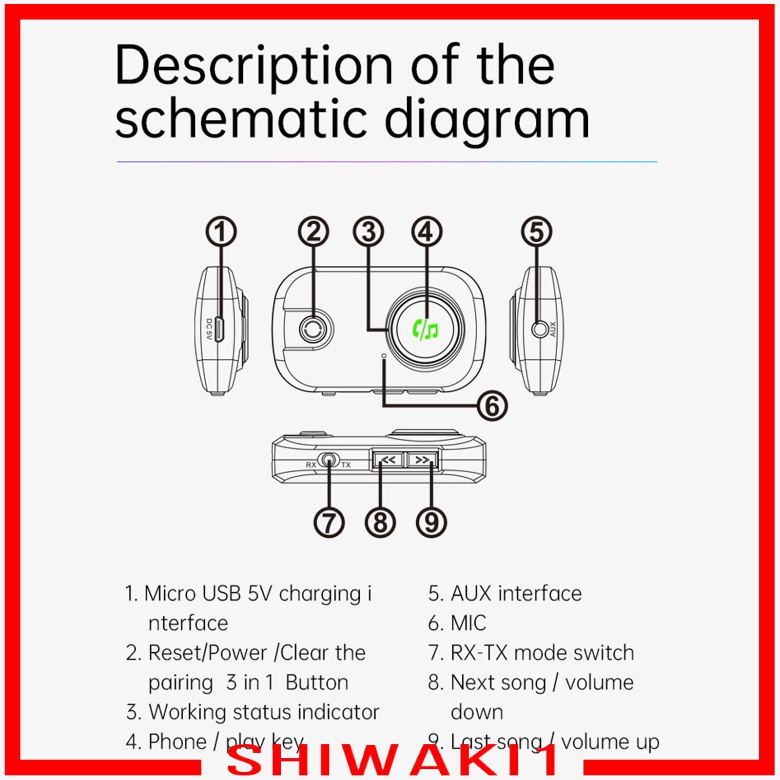 Bộ Thu Phát Bluetooth 5.0 Đa Năng Shiwaki1 Cho Xe Hơi