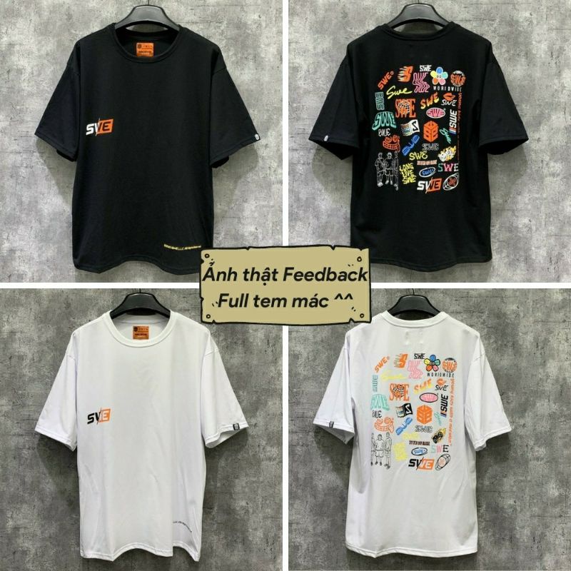 [Mã 11FASHIONSALE1 giảm 10K đơn 50K] Áo Thun SWE LOGO Unisex Form Rộng Có Tag Tay, Tag Cổ áo | BigBuy360 - bigbuy360.vn