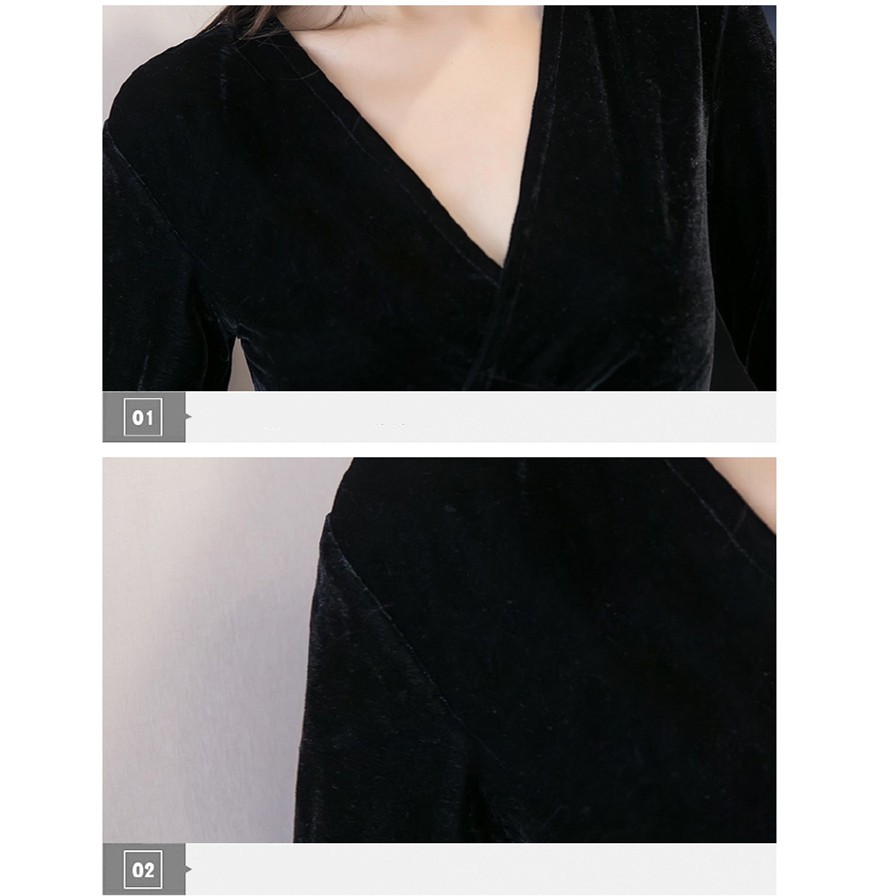 Đầm nhung dáng ôm dài tay màu trơn thời trang cho nữ | BigBuy360 - bigbuy360.vn