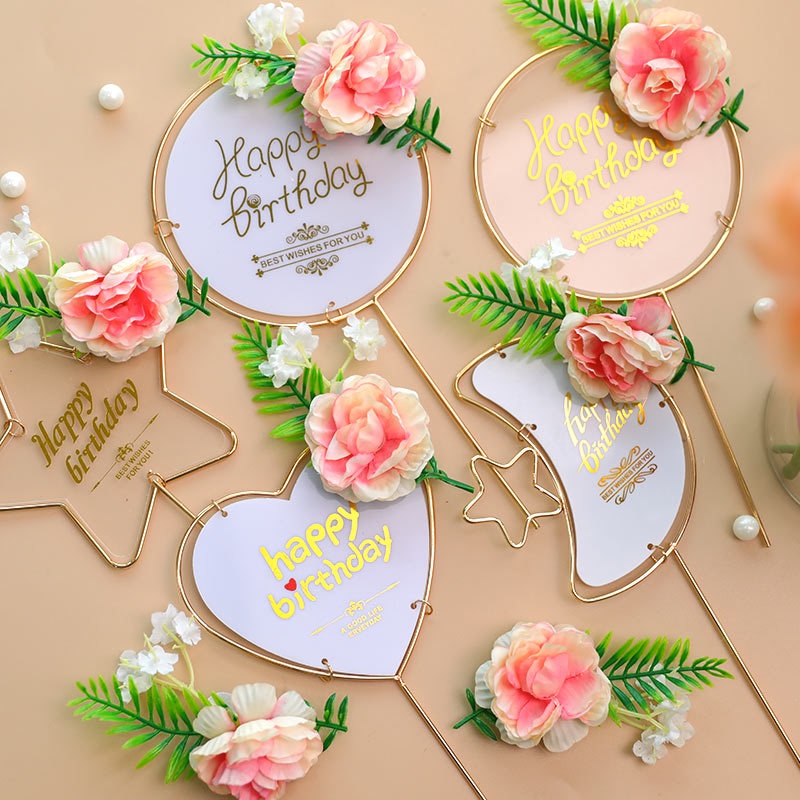 Phụ Kiện Trang Trí Bánh Kem Hình Hoa / Mặt Trăng / Trái Tim Bằng Nhựa Acrylic