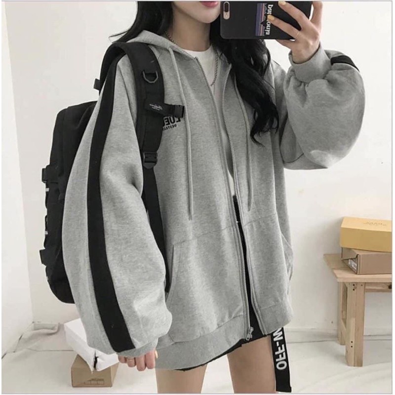 Áo khoác nỉ xám lue