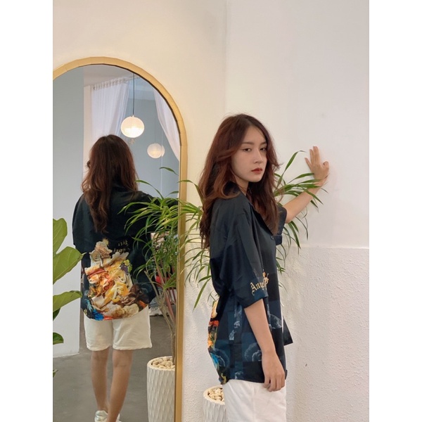 Áo sơ mi nam ngắn tay Họa tiết Form rộng, Caro đen -  CHÍNH HÃNG