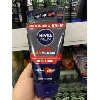 Sữa rửa mặt Nivea Men Bùn khoáng Kiểm soát nhờn Ngừa mụn 100g (bùn đỏ)
