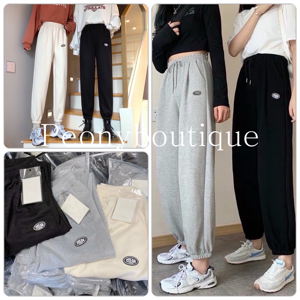 Quần Ống Boom Dream PEONYB Unisex [FREESHIP]  Jogger thun tăm, sweater nỉ mỏng kiểu dáng thể thao nam nữ Ulzzang
