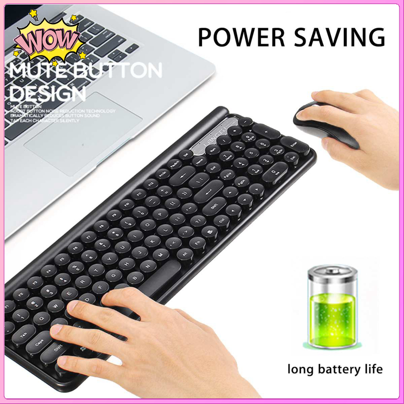 Set Bàn Phím + Chuột + Chuột Không Dây 2.4g Phong Cách Retro | BigBuy360 - bigbuy360.vn