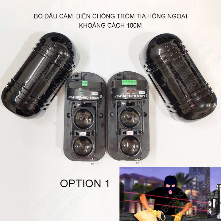 (Shoptot) Hệ thống báo động chống trộm cảm biến tia hồng ngoại tạo thành hàng rào bảo vệ, khoảng cách 100m, tự lắp DIY