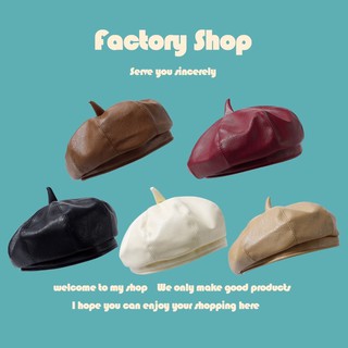 Mũ nồi nón beret da Ulzzang cá tính - hàng Quảng Châu có sẵn