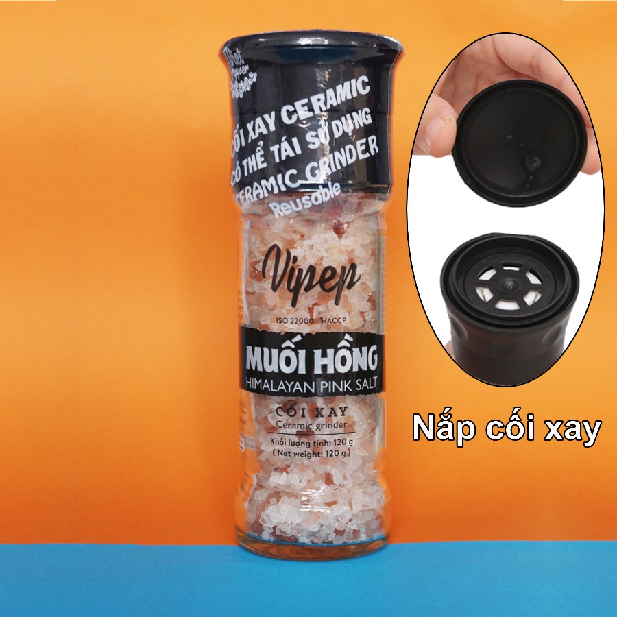 Muối hồng Himalaya Vipep tích hợp cối xay Ceramic - Cối xay Tái sử dụng