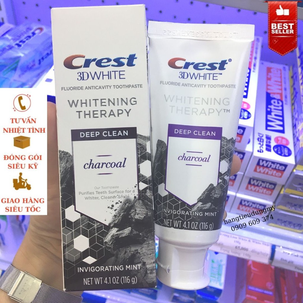 Kem đánh răng làm sạch sâu với than hoạt tính Crest 3D White Whitening Therapy 99g