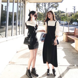 Đầm SUXI dệt kim tay dài phong cách thời trang xinh xắn cho nữ