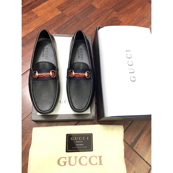 Giày lười nam da, giày moca Gu cci, giày mọi nam GC lót da đế cao su Bản đẹp fullbox thẻ bill.