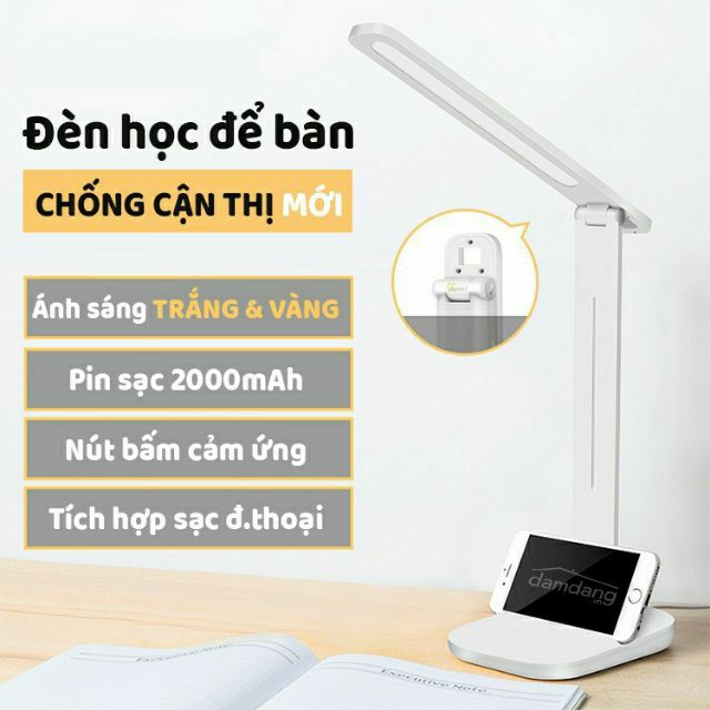 Đèn học để bàn chống cận, sạc điện cảm ứng vân tay tiết kiệm điện năng