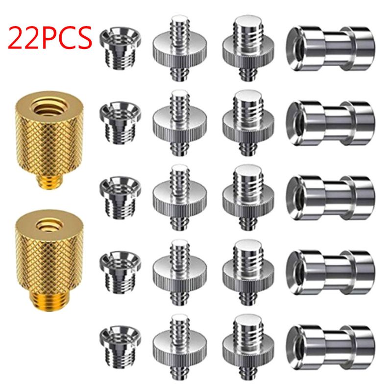 Bộ 22 Ốc Vít Chuyển Đổi 1 / 4 Sang 3 / 8 Bằng Đồng Thau Chuyên Dụng Cho Máy Ảnh