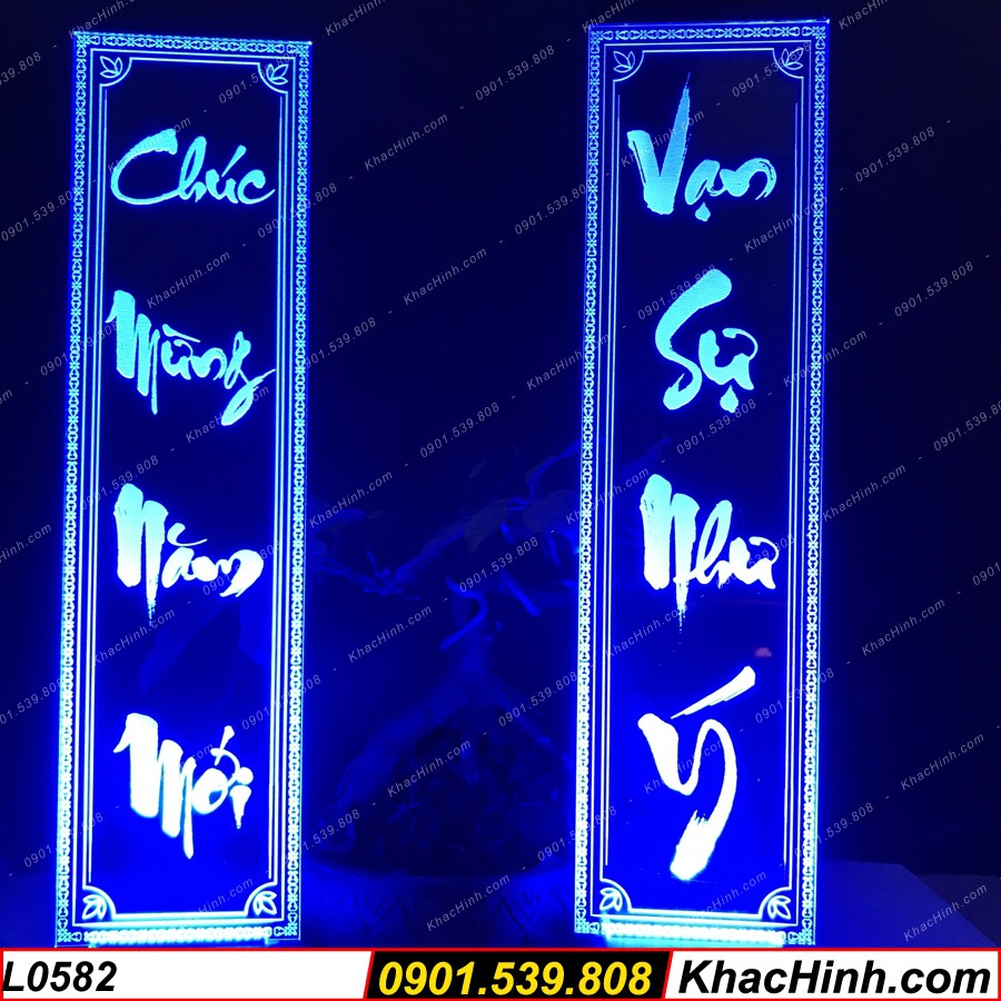 Đèn câu đối tết, tranh Thư Pháp Chúc Mừng Năm Mới -Vạn Sự Như Ý, quà tặng khai trương, khắc hình theo yêu cầu