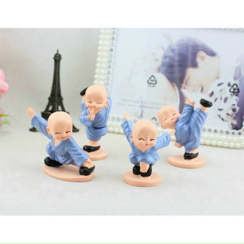 Bộ tượng 4 chú tiểu múa võ trang trí tại nhà, văn phòng, để xe hơi