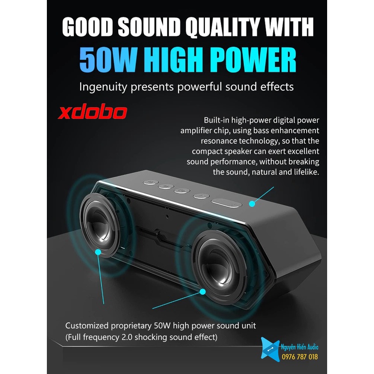 Loa Xdobo Nirvana vỏ nhôm 50w bluetooh 5.0 game 3D stereo