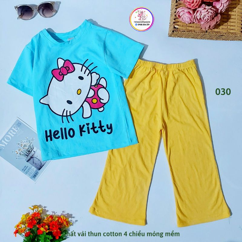 20 đến 40kg- Bộ tay ngắn quần lửng cho bé gái quần ống loe hit hot sành điệu 004