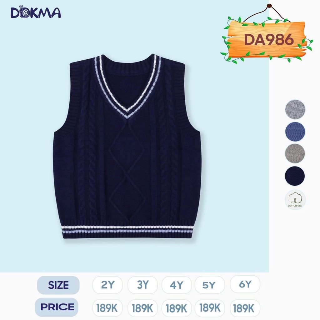 2-6Y Áo gile cho bé trai Dokma DA986 (Gile len)
