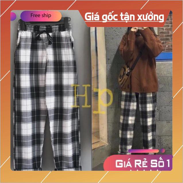 Quần kẻ karo đen be DGP865