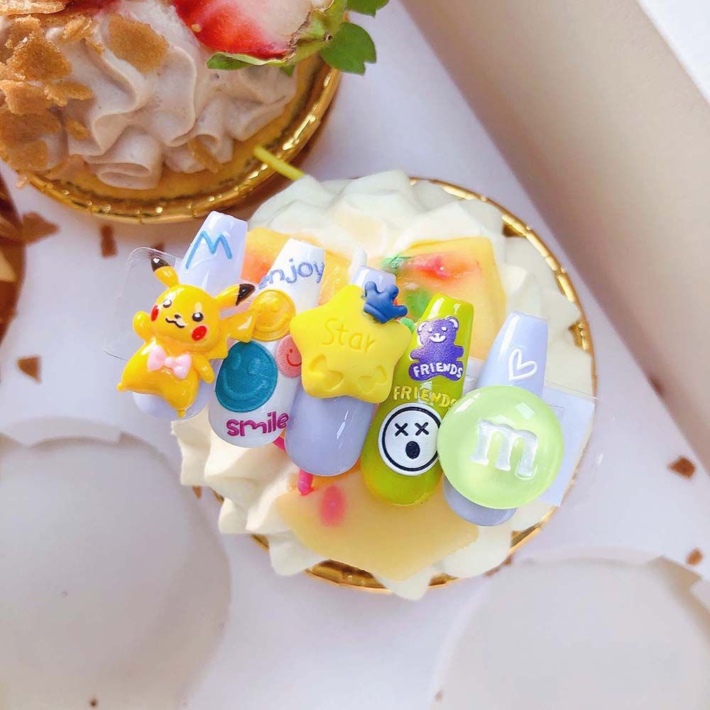 [Hàng mới về] Miếng Dán Móng Tay Siêu Mỏng Hình Trái Cây / Thỏ / Gấu / Hoa Nhỏ 5D cii DIY