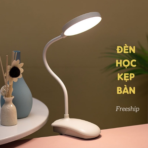 Đèn Học, Đèn Học Kẹp Bàn Sạc Tích Điện 3 Chế Độ Sáng