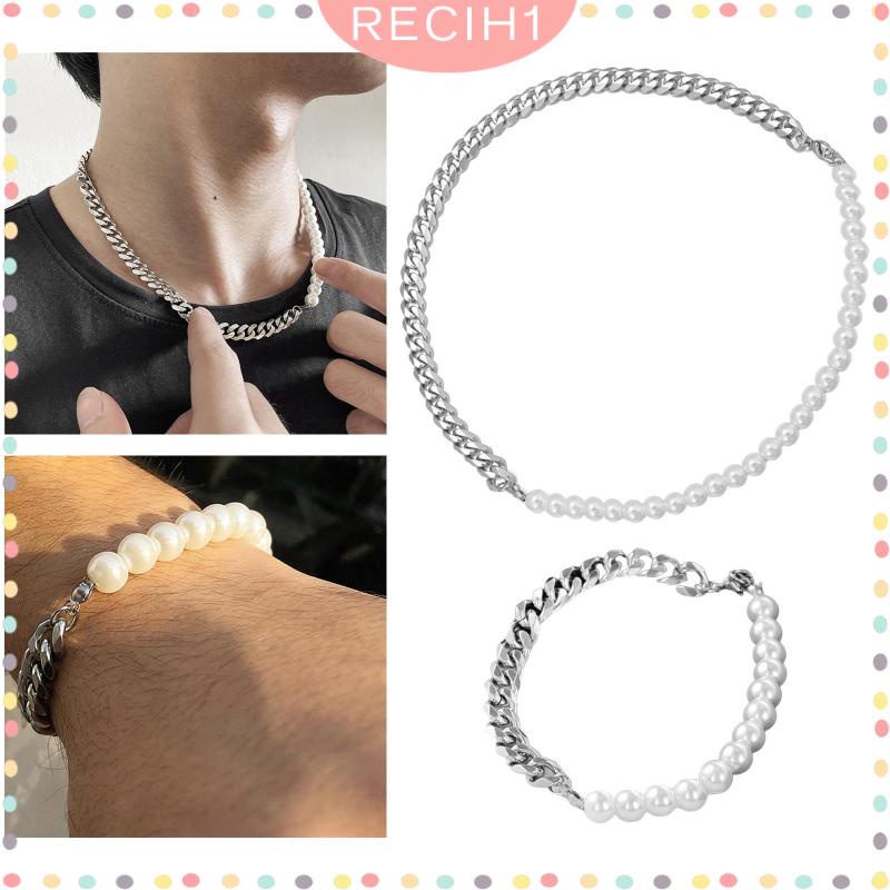 Vòng tay/ lắc chân bằng thép không gỉ đính ngọc trai giả thời trang cho nữ