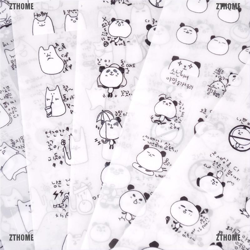 Set 6 miếng dán PVC hình gấu Panda dễ thương trang trí sổ thiệp