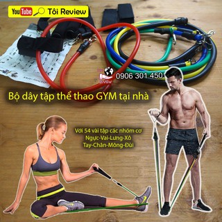 Đánh giá bộ dây tập GYM thể thao tại nhà. Dây ngũ sắc 5 màu 54 Bài tập: Ngực, Vai, Lưng, Xô, Mông, Eo, Chân, Đùi