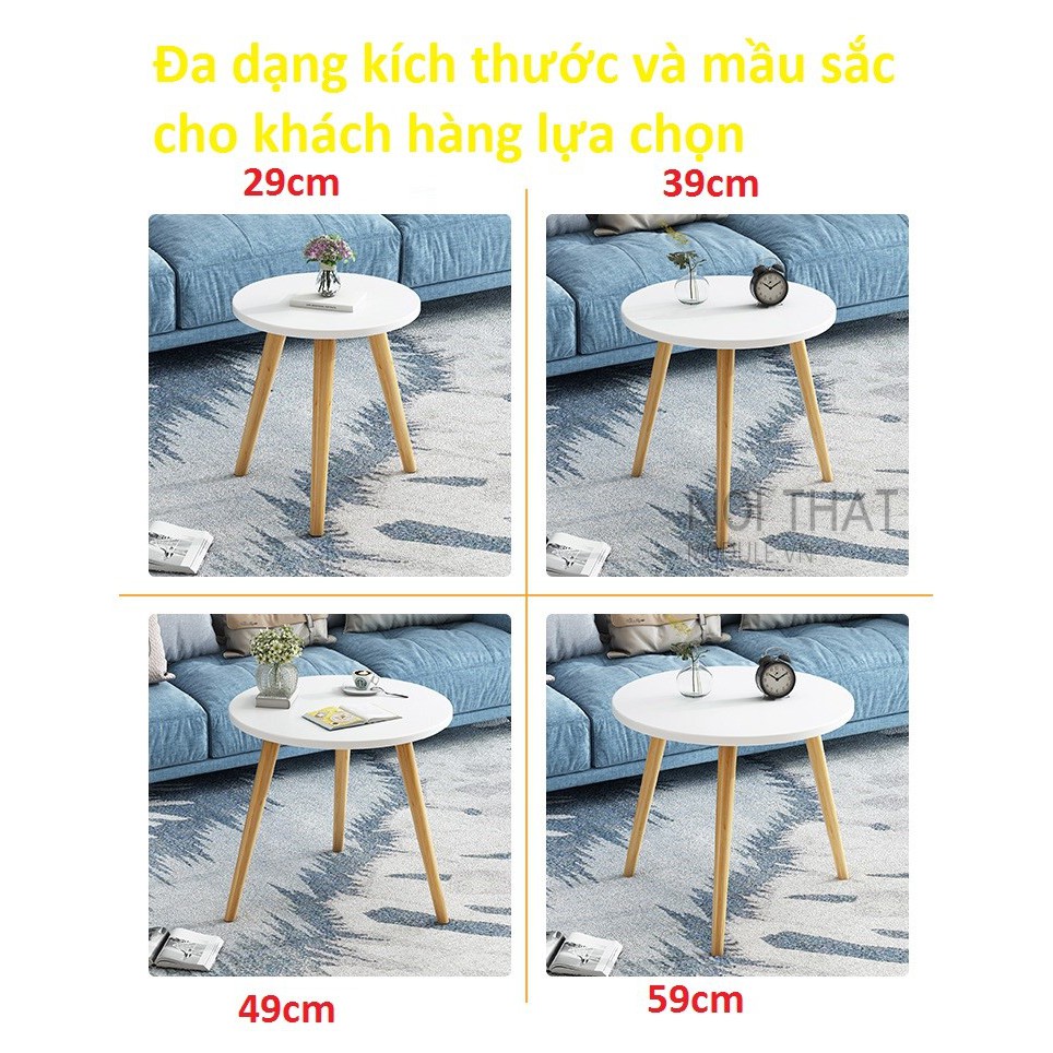 Bàn tròn sofa/ bàn trà phòng khách chân gỗ tự nhiên, phong cách vintage, có thể làm bàn trà bệt hoặc bàn trà sofa