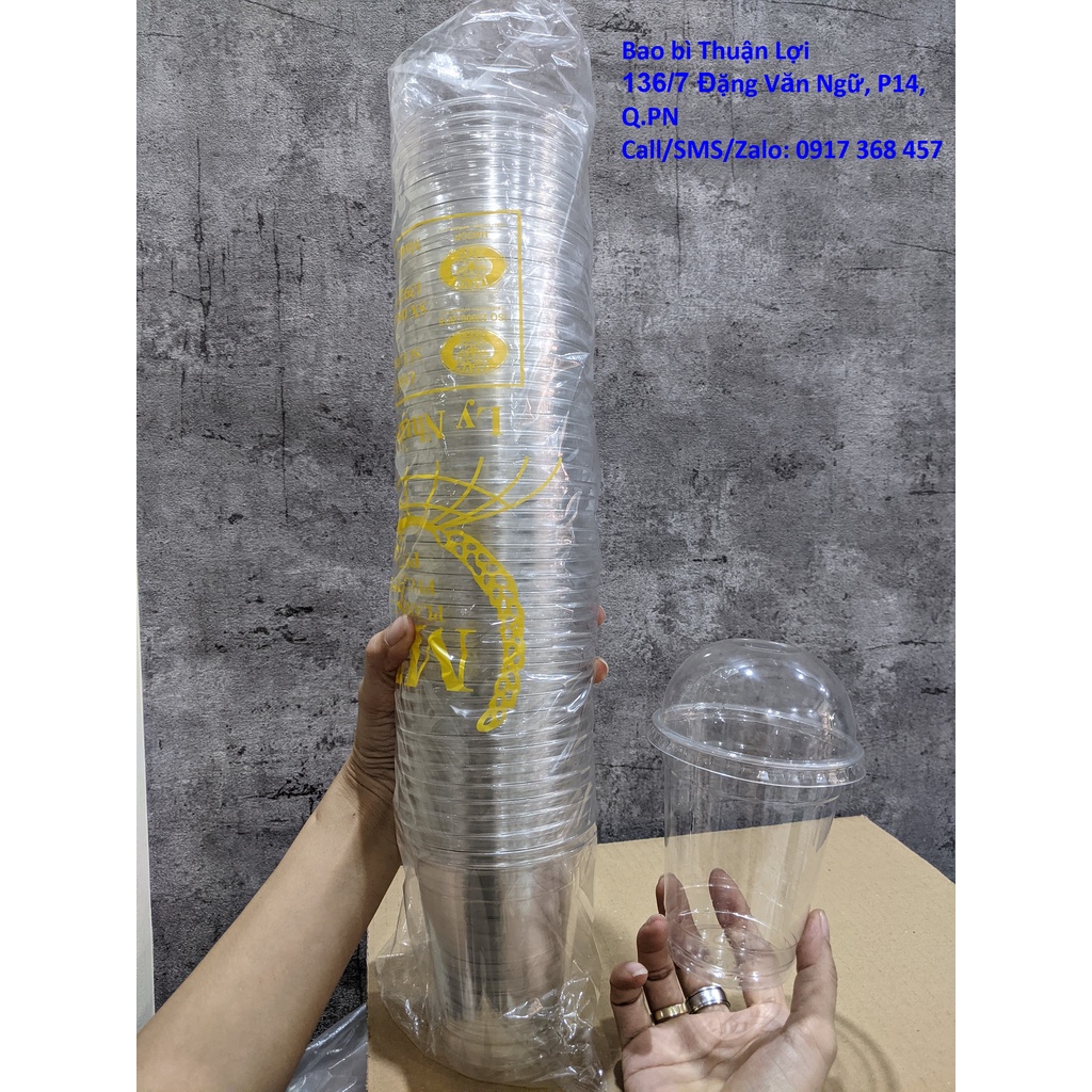 Ly cà phê mang đi / Ly cafe trong / Ly PET trơn - Đẹp  & Nắp BẰNG - Nắp CẦU