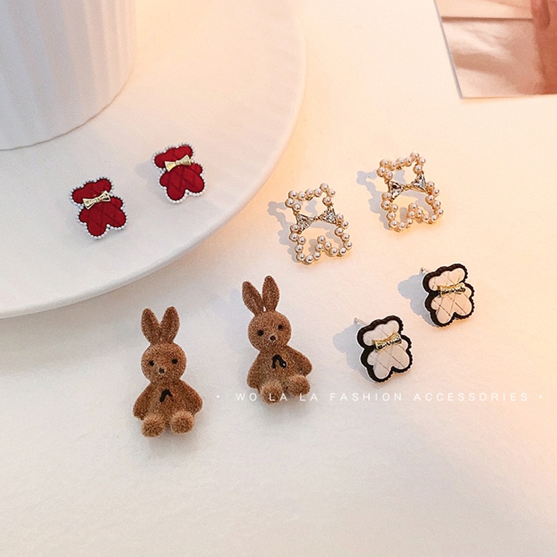 Khuyên Tai Hình Gấu Dễ Thương Phong Cách Hàn Quốc