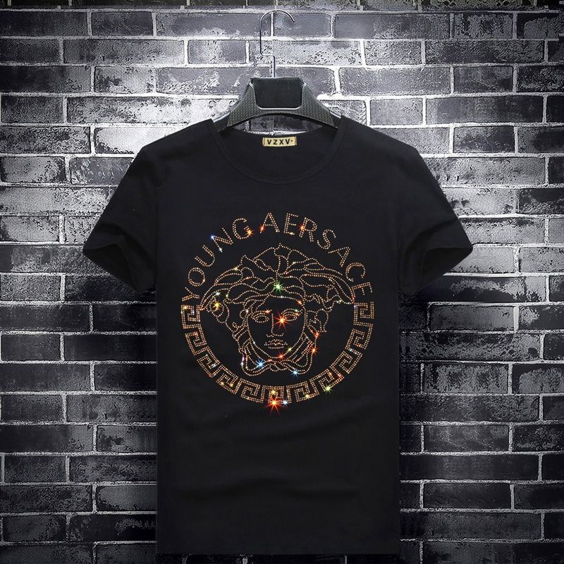 Versace Lengan Pendek lelaki Áo thun lelaki Thời Trang Nam Tay Ngắn Áo Cổ Tròn Nam Áo Sơ Mi Hàn Quốc Slim Mùa Hè Áo