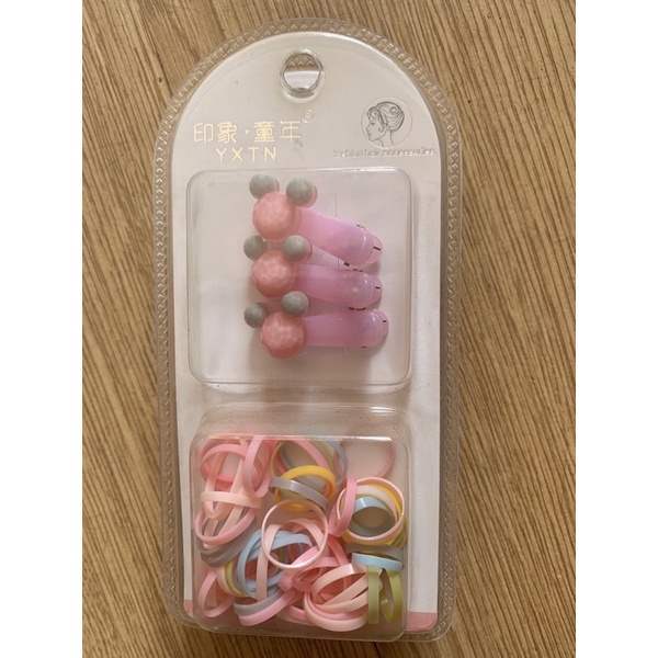 Combo kẹp kèm chun buộc tóc cho bé gái