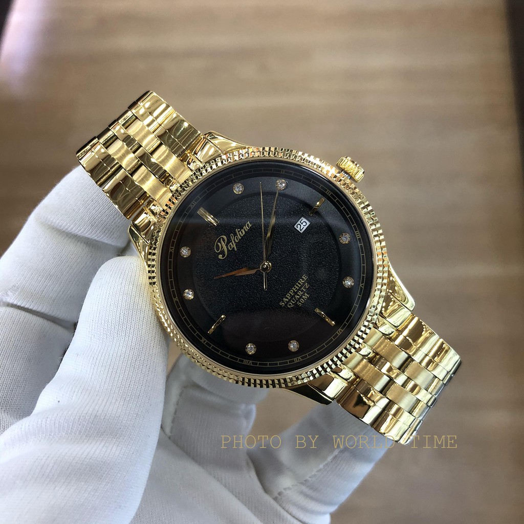 Đồng hồ pin, đồng hồ nam dây thép Pafolina 5026M full box, kính sapphire chống xước, chống nước