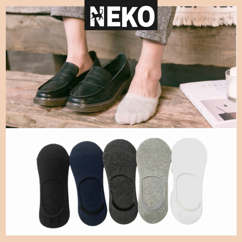 Vớ lười nam trơn, tất lười nửa bàn chân mang giày tây nam co giãn NEKO