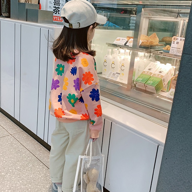 Áo Sweater In Hoa Phong Cách Hàn Quốc Thời Trang Xuân Thu Mới Cho Bé Gái