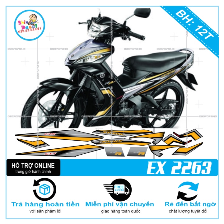 TEM RỜI EX 2010 RR VÀNG ĐEN 2263 -- SHIN DECAL 2