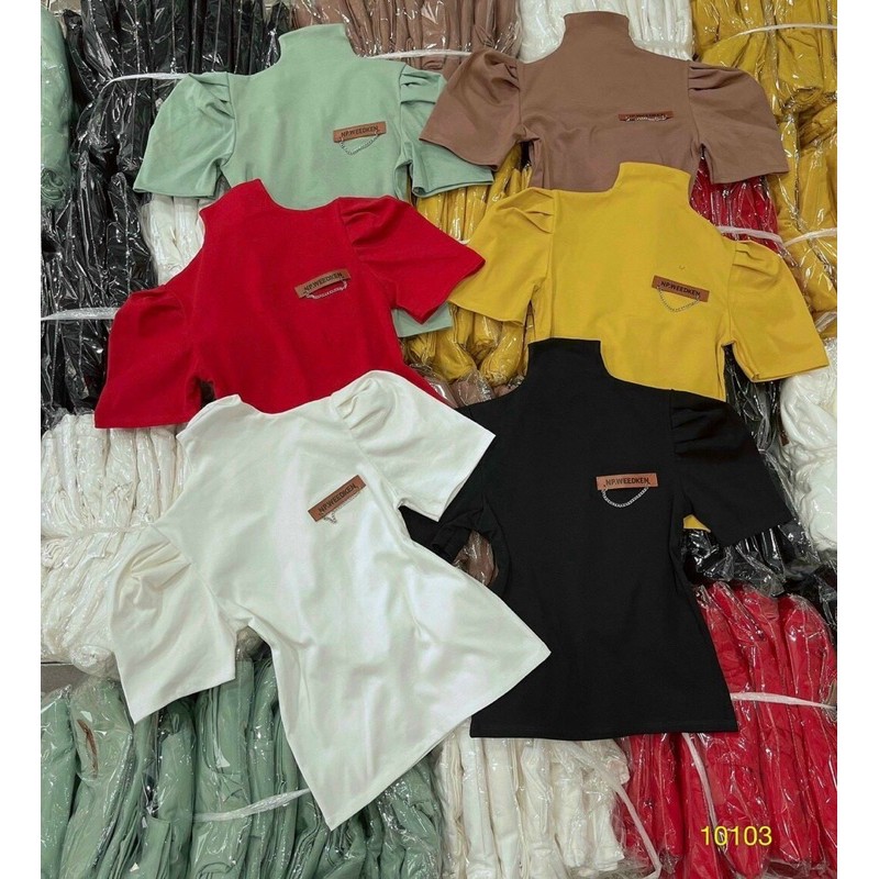 áo croptop kiểu cổ lọ phối xích mới về