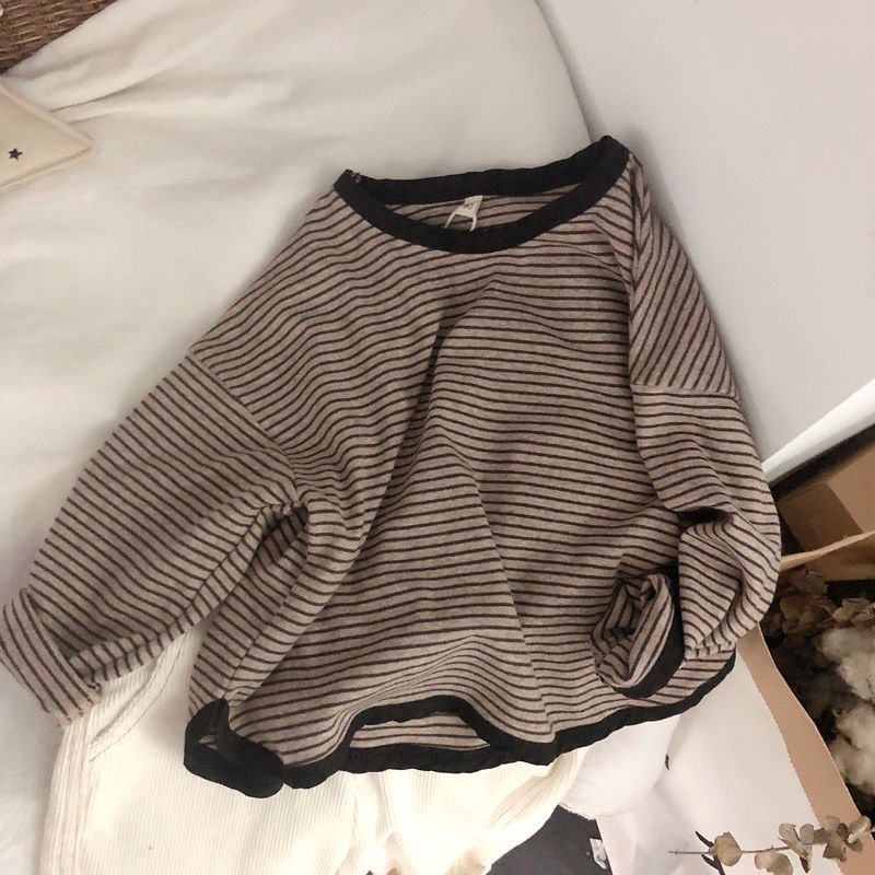 Áo thun cotton tay dài cổ tròn thời trang mùa thu dành cho bé